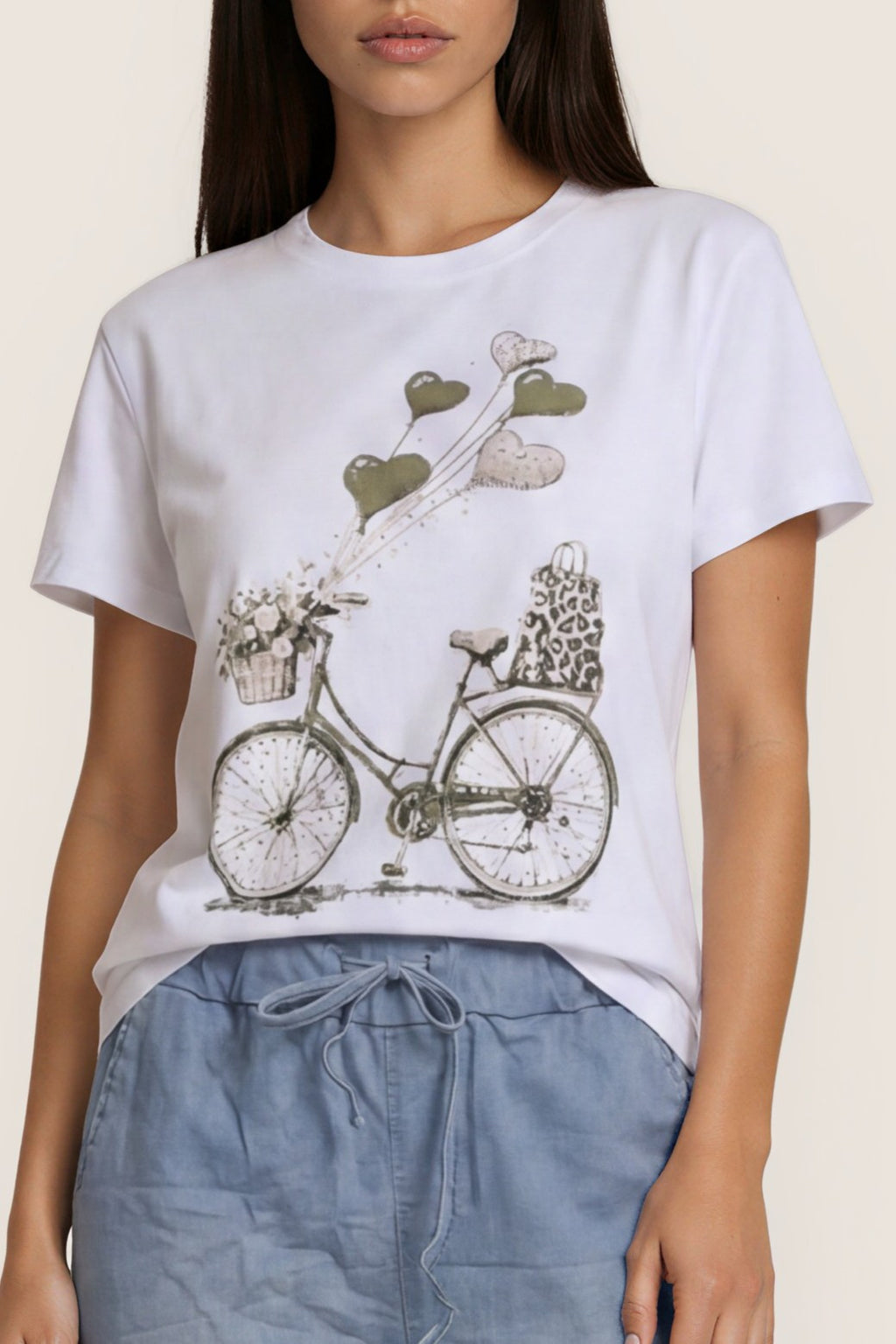 T-Shirt mit Fahrrad-Print & Herzballons