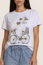 T-Shirt mit Fahrrad-Print & Herzballons