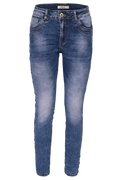 Jewelly Damen Jeans  | Stretch Jeans Five-Pocket im Crash-Look | Boyfriend -Cut - im Crash-Look mit Reißverschluss