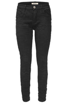 Jewelly Damen Stretch Boyfriend Jeans - Five-Pocket im Crash-Look mit Reißverschluss