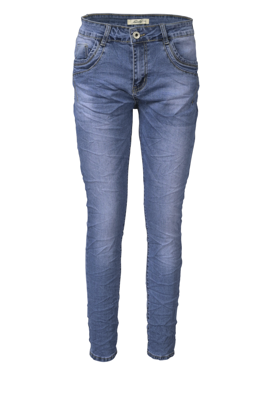 Jewelly Damen Stretch Jeans Five-Pocket-Jeans Boyfriend -Cut by Lexxury mit Reißverschluss…