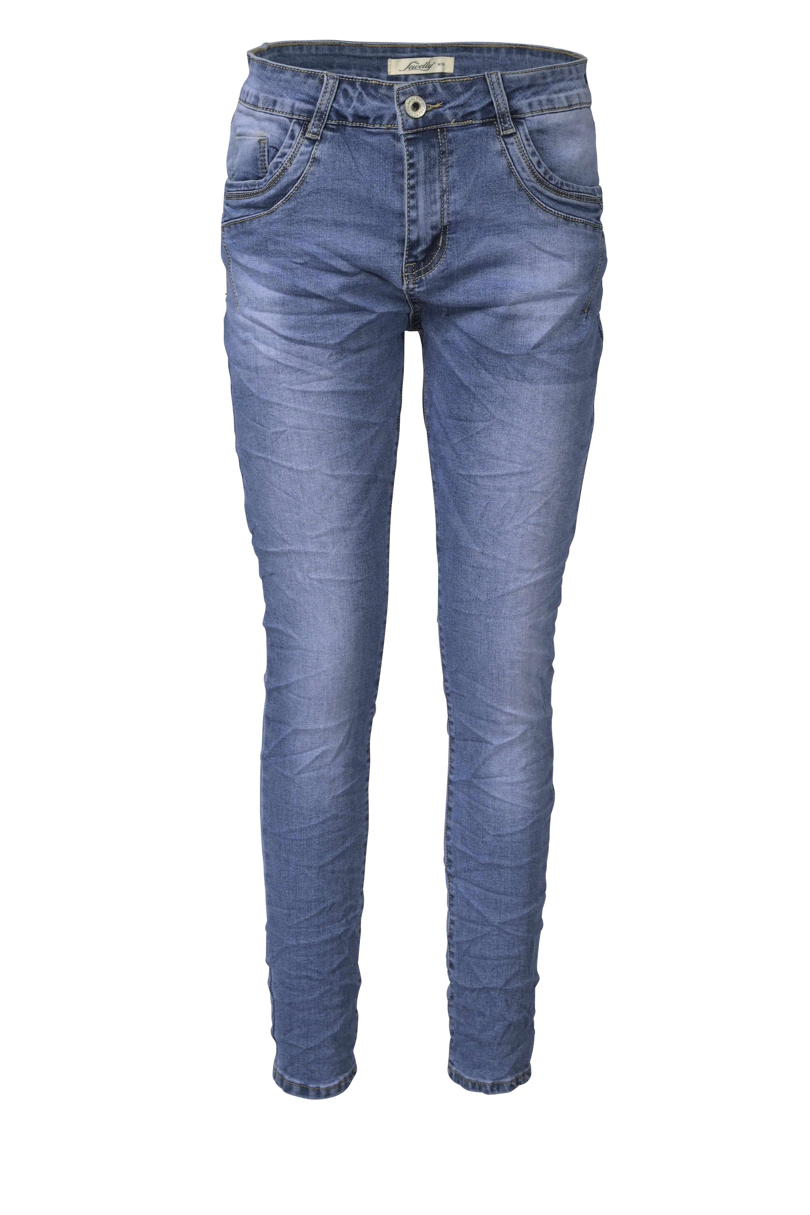 Jewelly Damen Stretch Jeans Five-Pocket-Jeans Boyfriend -Cut by Lexxury mit Reißverschluss…