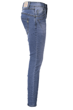 Jewelly Damen Stretch Jeans Five-Pocket-Jeans Boyfriend -Cut by Lexxury mit Reißverschluss…