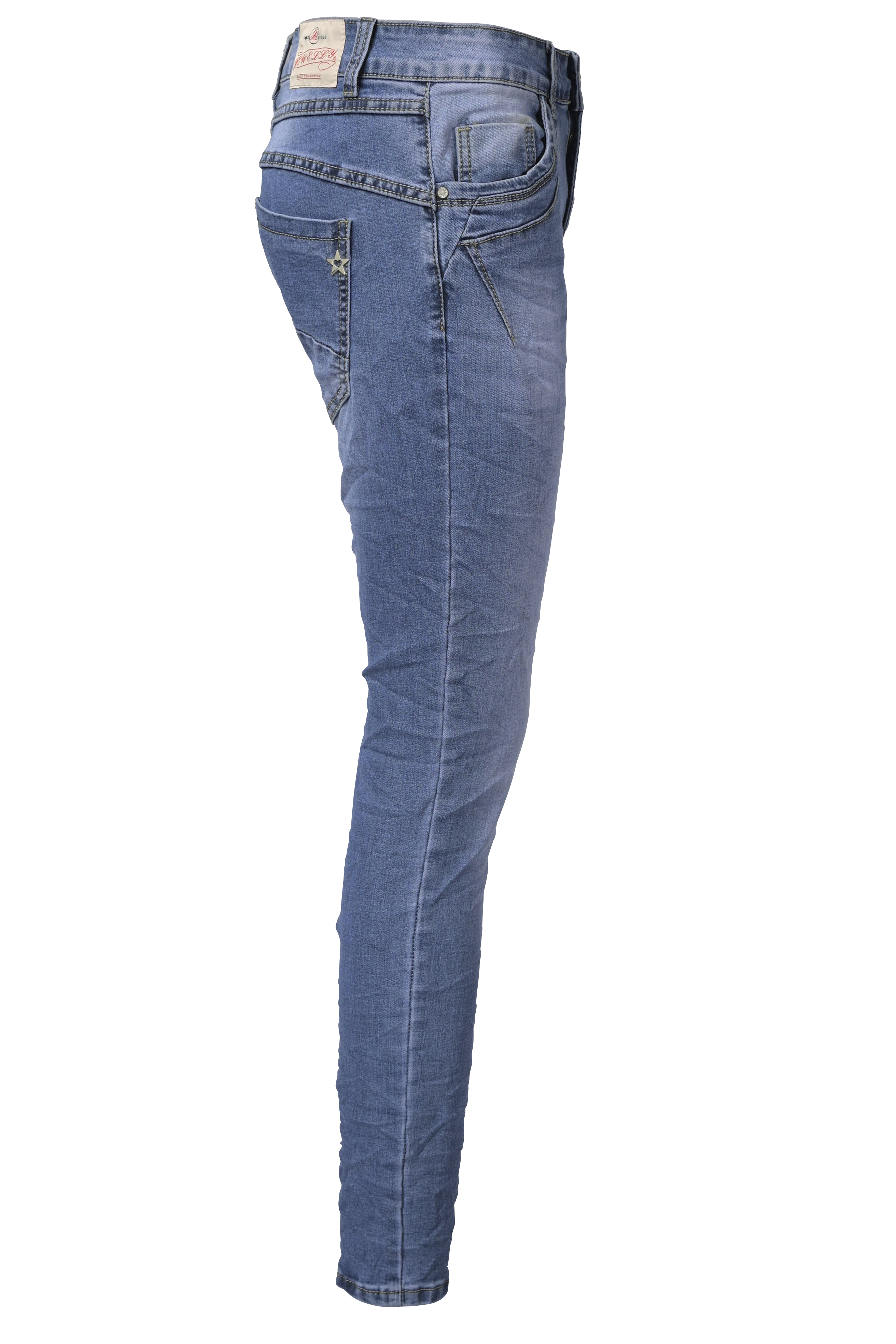 Jewelly Damen Stretch Jeans Five-Pocket-Jeans Boyfriend -Cut by Lexxury mit Reißverschluss…