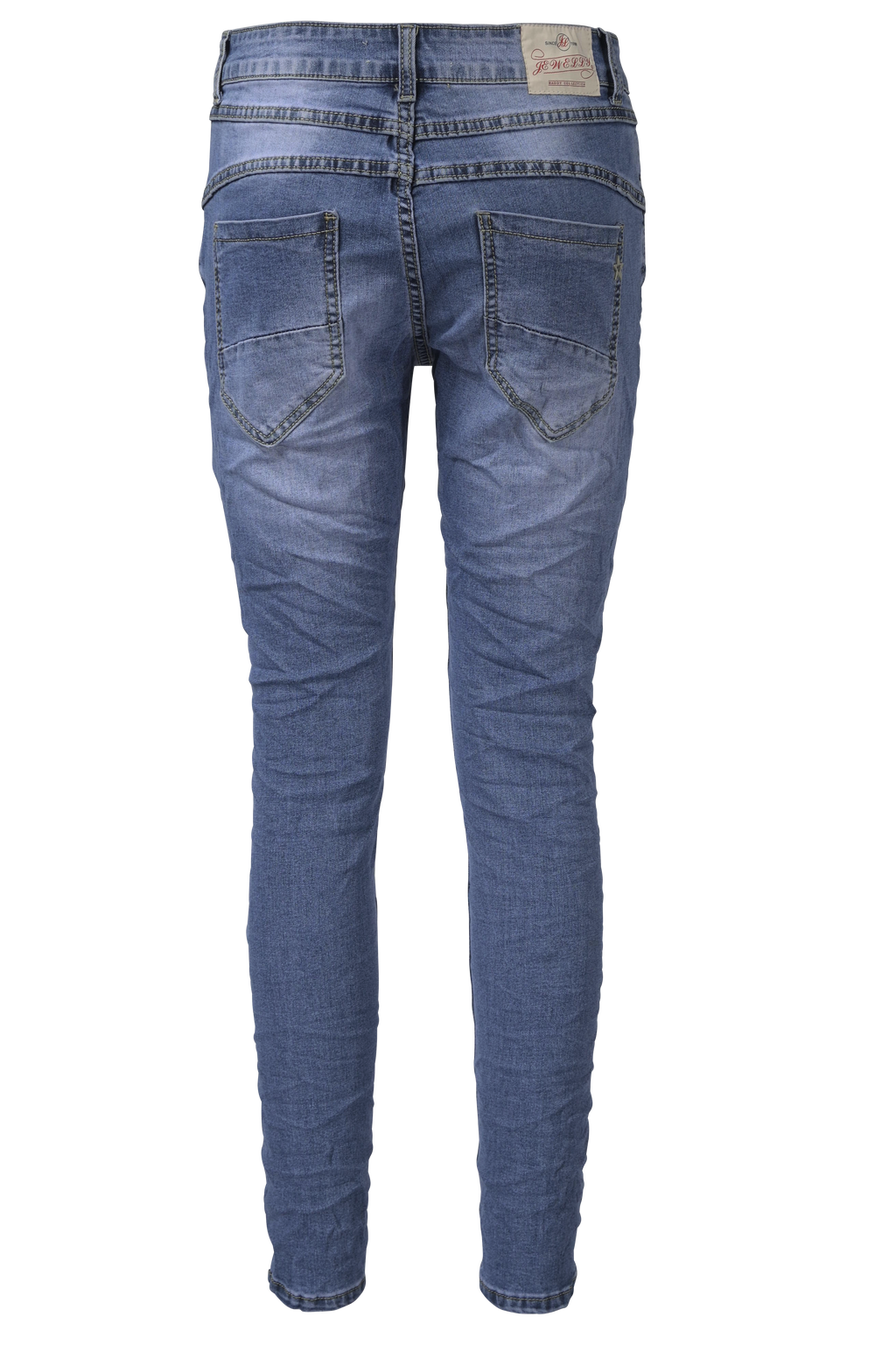 Jewelly Damen Stretch Jeans Five-Pocket-Jeans Boyfriend -Cut by Lexxury mit Reißverschluss…