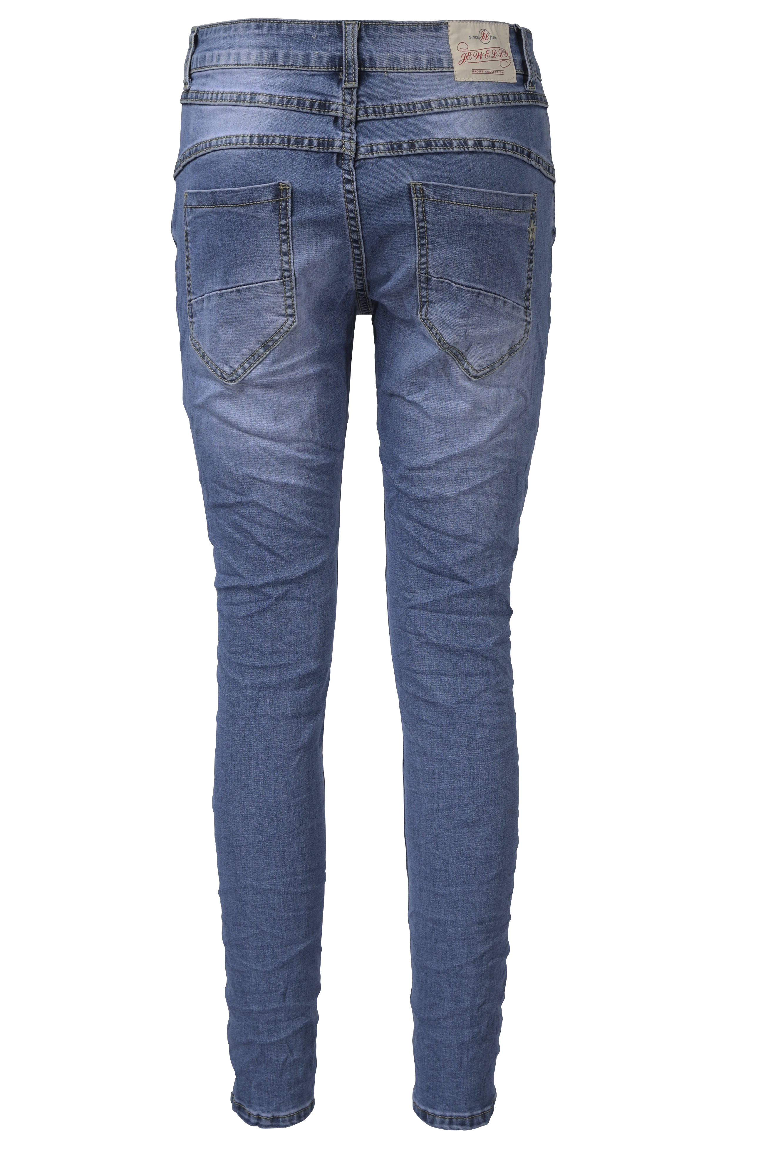 Jewelly Damen Stretch Jeans Five-Pocket-Jeans Boyfriend -Cut by Lexxury mit Reißverschluss…