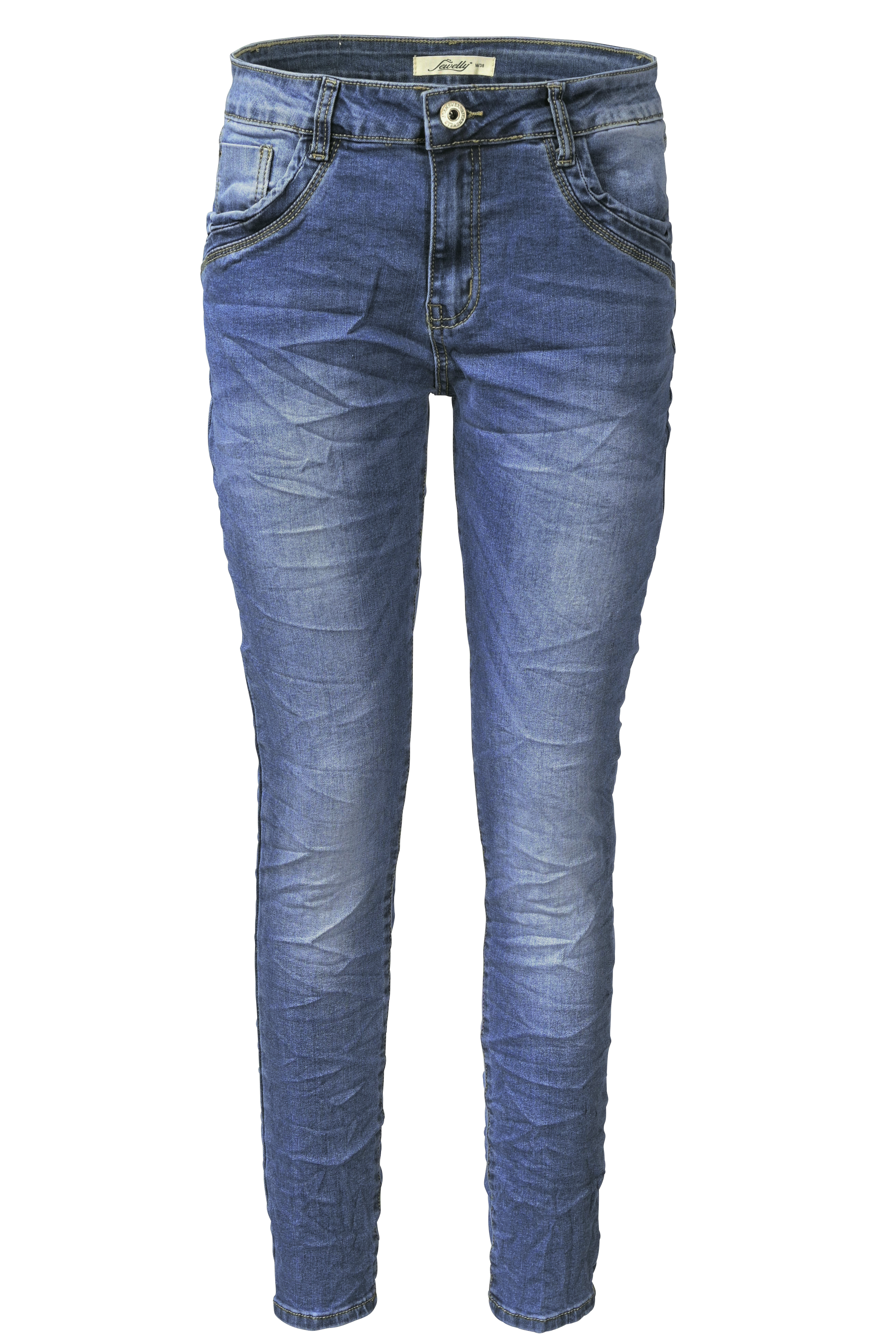 Jewelly Damen Stretch Jeans Five-Pocket-Jeans Boyfriend -Cut by Lexxury mit Reißverschluss…
