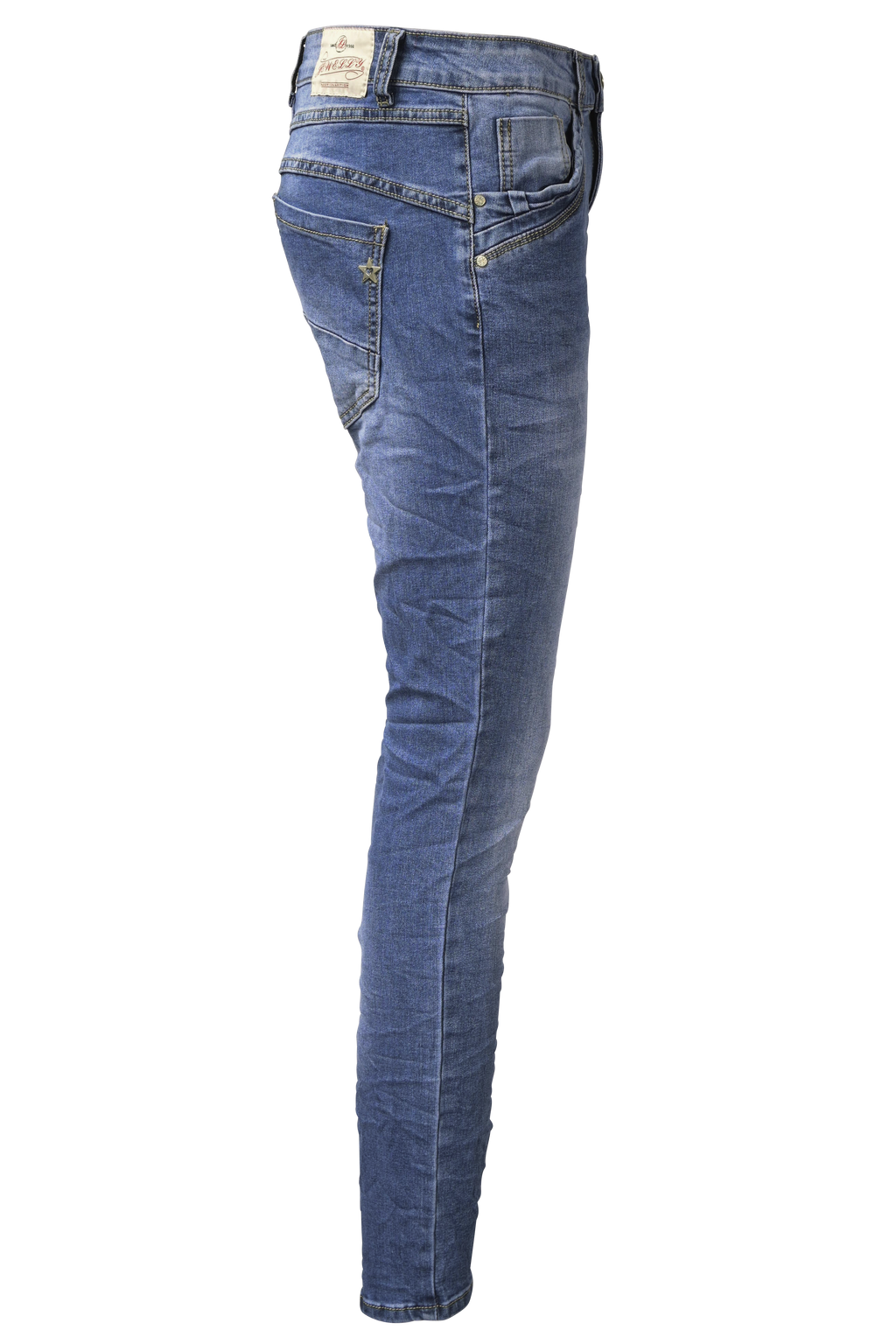 Jewelly Damen Stretch Jeans Five-Pocket-Jeans Boyfriend -Cut by Lexxury mit Reißverschluss…
