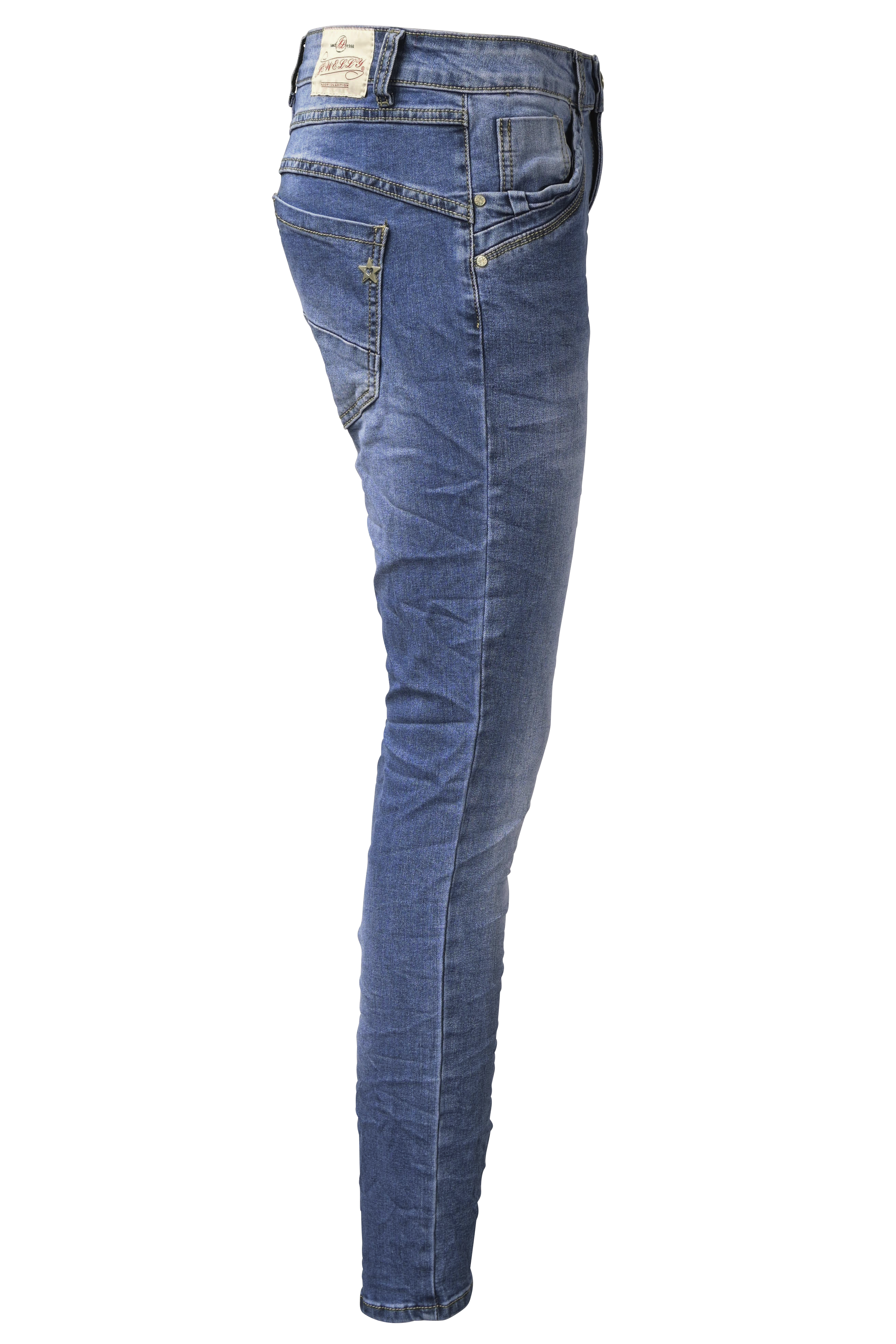 Jewelly Damen Stretch Jeans Five-Pocket-Jeans Boyfriend -Cut by Lexxury mit Reißverschluss…