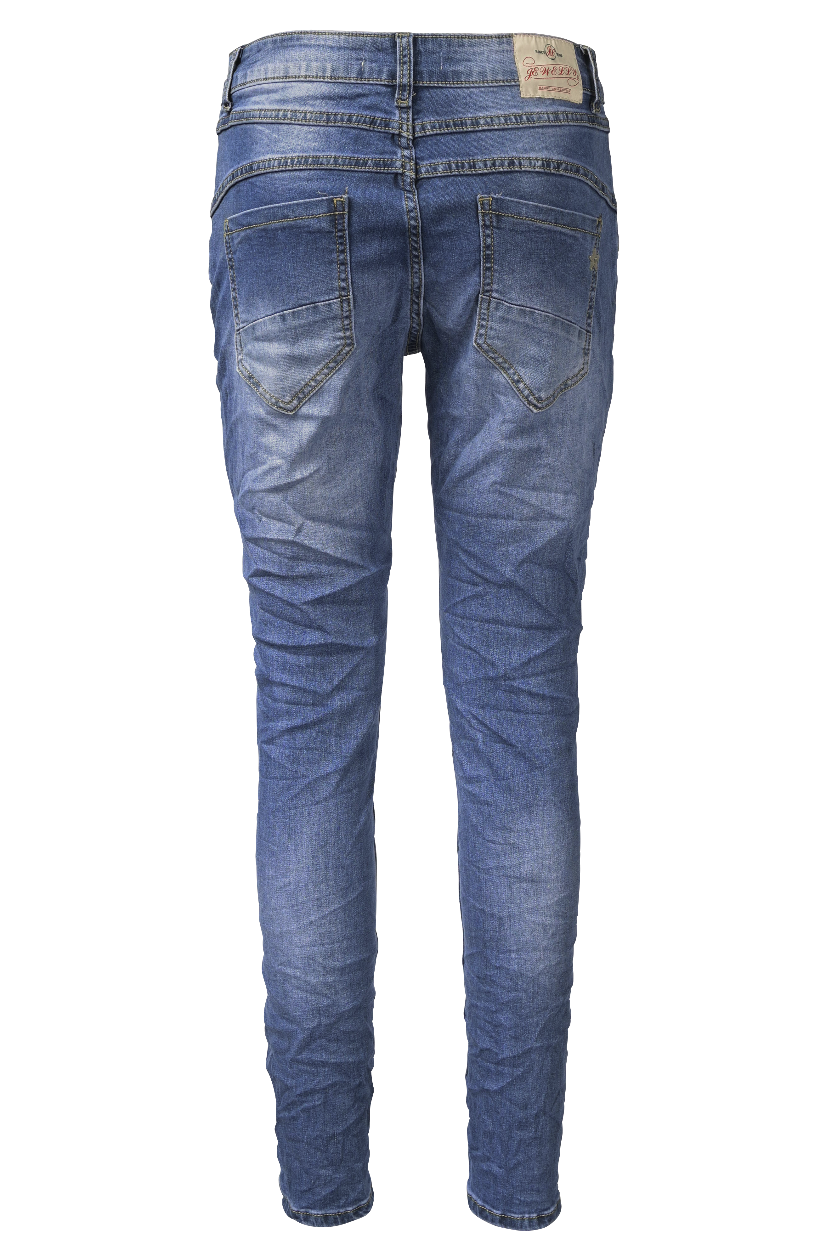Jewelly Damen Stretch Jeans Five-Pocket-Jeans Boyfriend -Cut by Lexxury mit Reißverschluss…