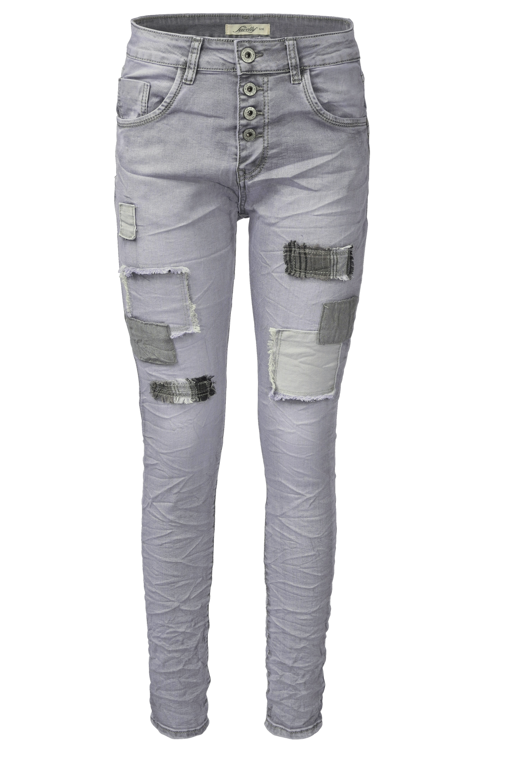 Jewelly Damen Jeans Boyfriend -Cut Patches Aufnäher