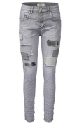 Jewelly Damen Jeans Boyfriend -Cut Patches Aufnäher