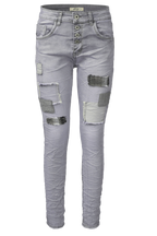 Jewelly Damen Jeans Boyfriend -Cut Patches Aufnäher
