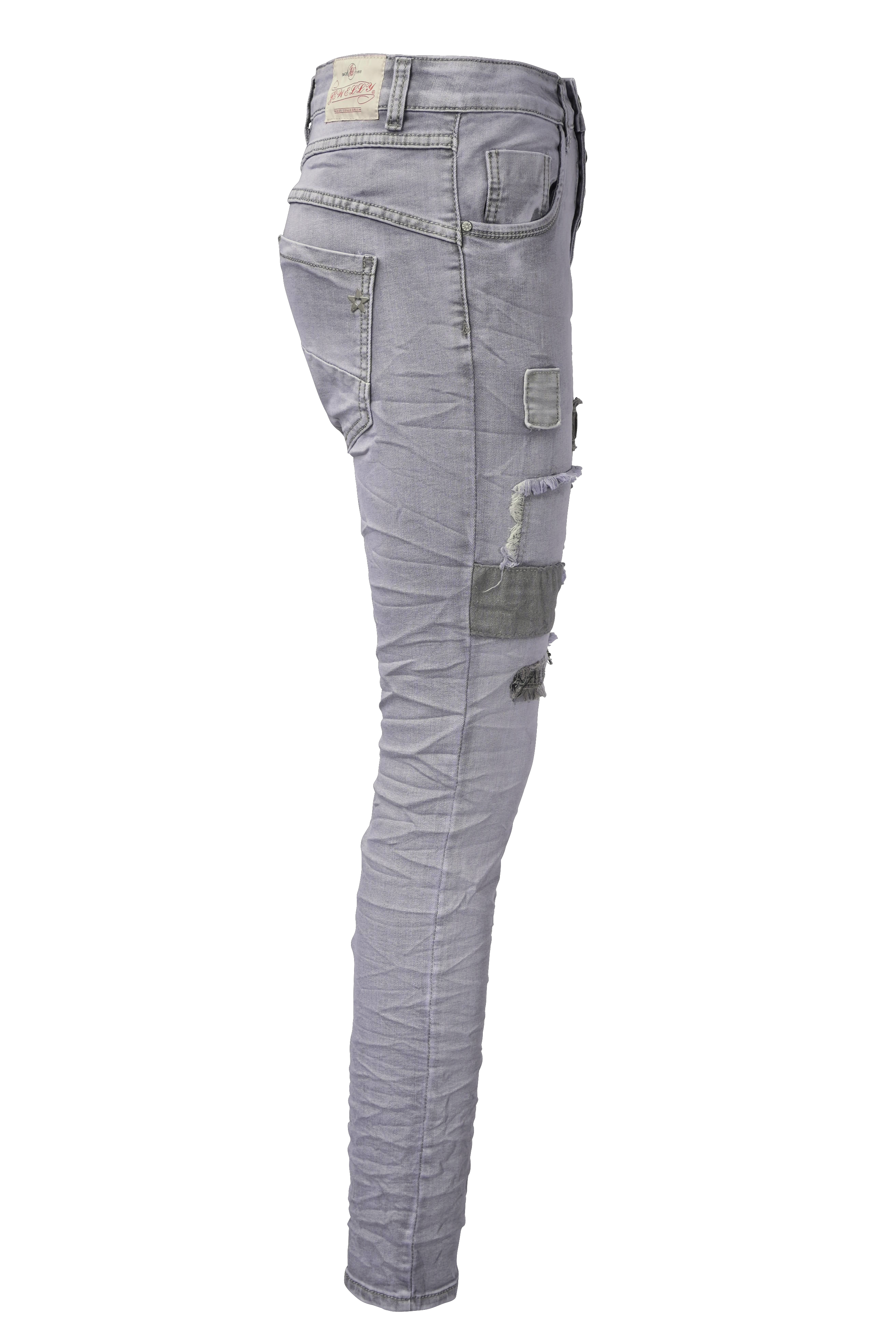Jewelly Damen Jeans Boyfriend -Cut Patches Aufnäher