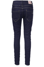 Jewelly Damen Stretch Jeans Five-Pocket im Crash-Look | Boyfriend Hose mit sichtbarer Knopfleiste