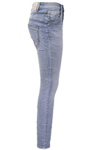 Jewelly Damen Stretch Jeans Five-Pocket im Crash-Look | Boyfriend Hose mit sichtbarer Knopfleiste