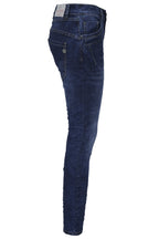 Jewelly Damen Jeans  | Stretch Jeans Five-Pocket im Crash-Look |Boyfriend -Cut - im Crash-Look mit Reißverschluss und  Schmuckknopf