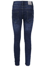 Jewelly Damen Jeans  | Stretch Jeans Five-Pocket im Crash-Look |Boyfriend -Cut - im Crash-Look mit Reißverschluss und  Schmuckknopf