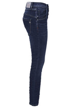 Jewelly Damen Jeans  | Stretch Jeans Five-Pocket im Crash-Look | Boyfriend Hose und sichtbarer Knopfleiste mit Schmuckknöpfen  #1