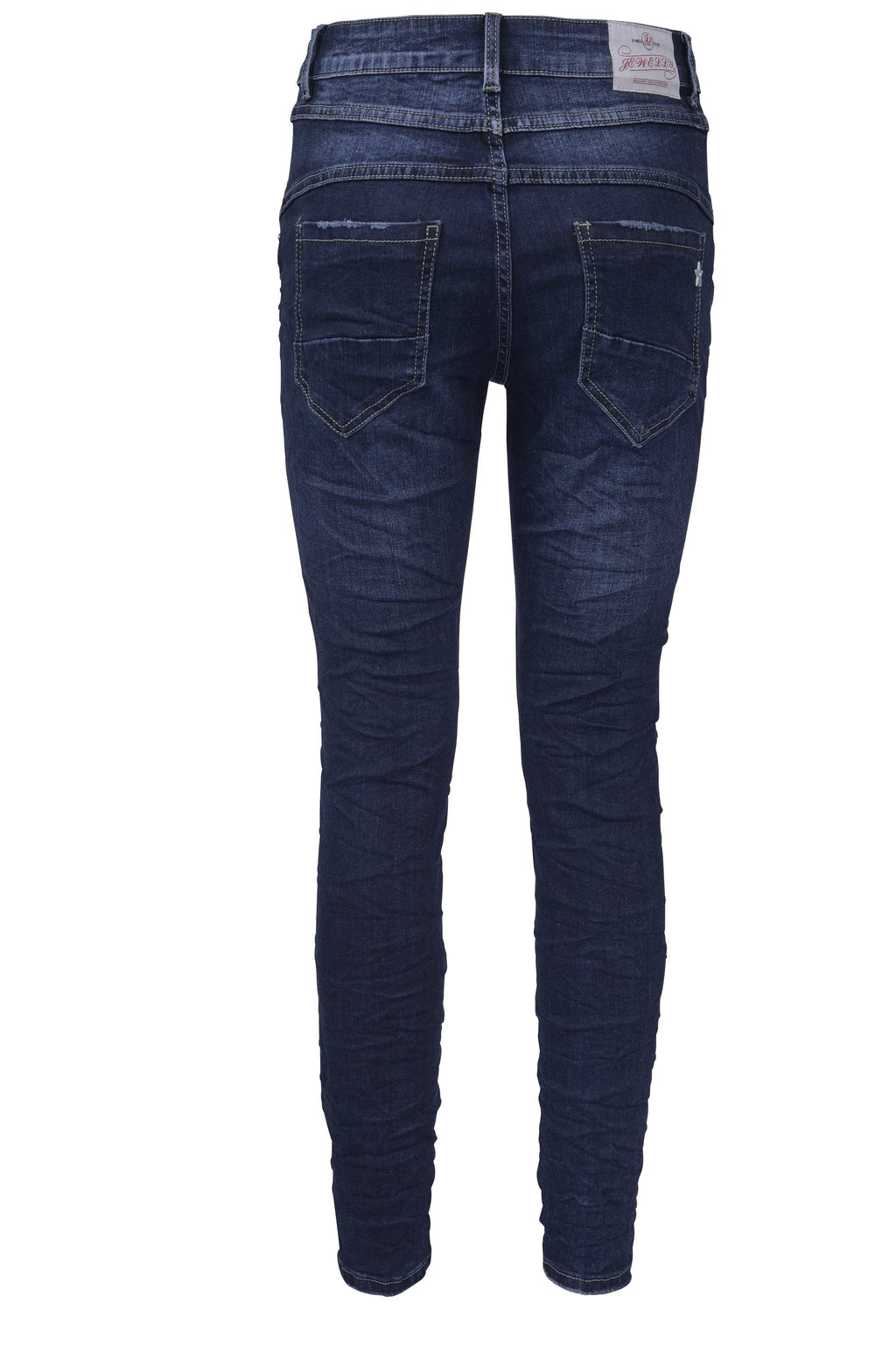 Jewelly Damen Jeans  | Stretch Jeans Five-Pocket im Crash-Look | Boyfriend Hose und sichtbarer Knopfleiste mit Schmuckknöpfen  #1