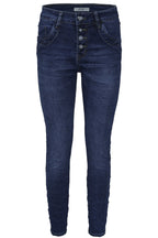 Jewelly Damen Jeans  | Stretch Jeans Five-Pocket im Crash-Look | Boyfriend Hose und sichtbarer Knopfleiste mit Schmuckknöpfen  #1