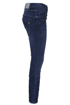 Jewelly Damen Jeans  | Stretch Jeans Five-Pocket im Crash-Look | Boyfriend Hose und sichtbarer Knopfleiste mit Schmuckknöpfen  #1