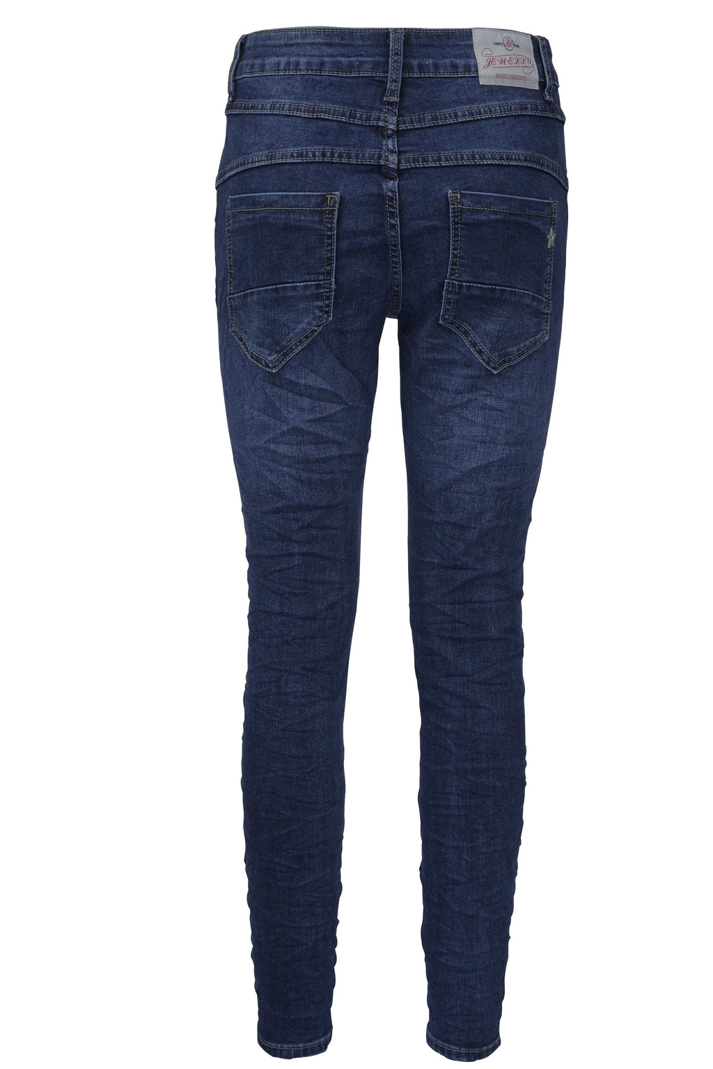 Jewelly Damen Jeans  | Stretch Jeans Five-Pocket im Crash-Look | Boyfriend Hose und sichtbarer Knopfleiste mit Schmuckknöpfen  #1