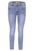 Jewelly Damenjeans Five-Pocket im Crash-Look | Boyfriend -Cut mit elastischem Komfortbund