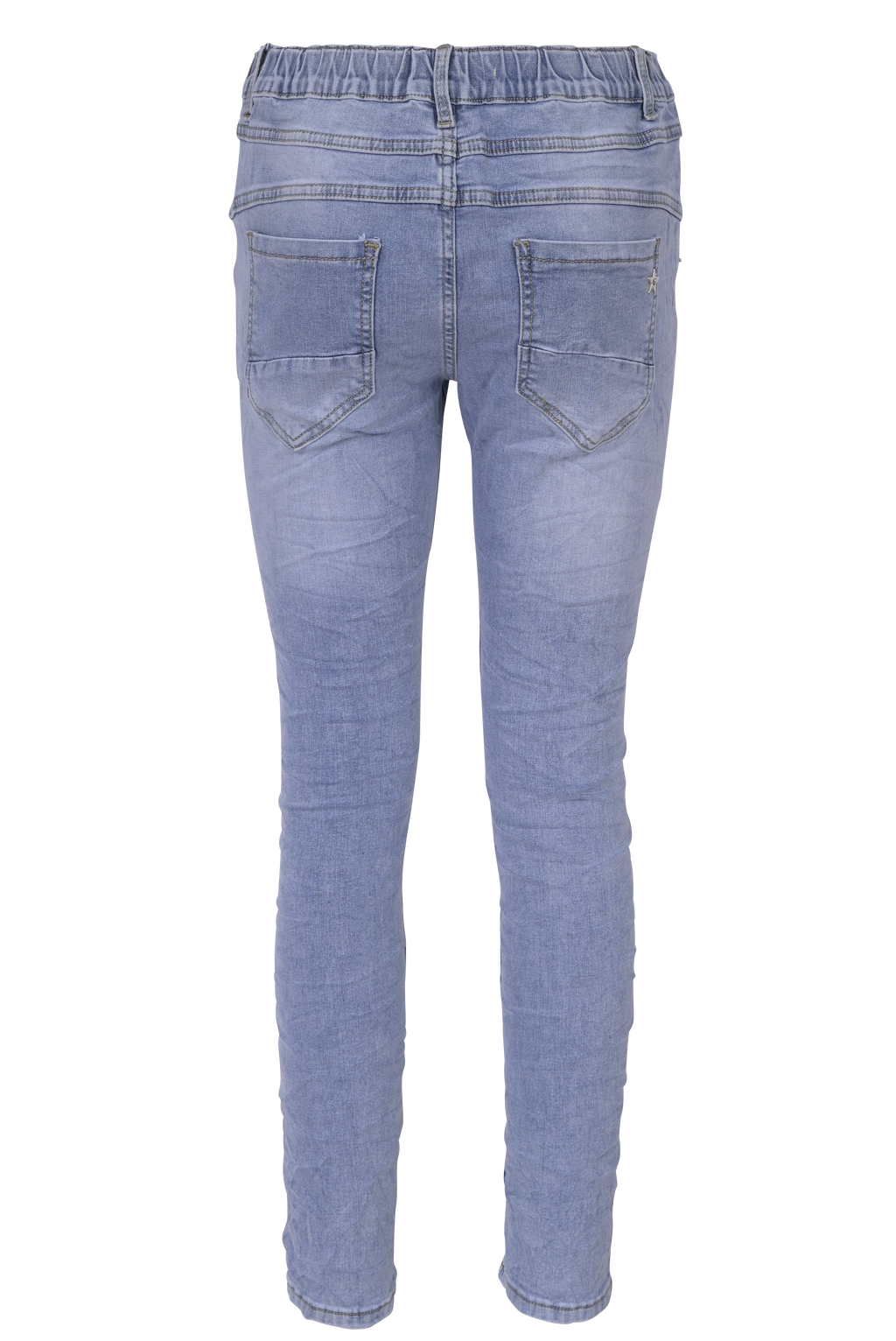 Jewelly Damenjeans Five-Pocket im Crash-Look | Boyfriend -Cut mit elastischem Komfortbund