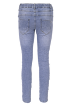 Jewelly Damenjeans Five-Pocket im Crash-Look | Boyfriend -Cut mit elastischem Komfortbund