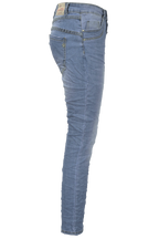 Jewelly Damen Stretch Jeans Five-Pocket im Crash-Look | Boyfriend Hose mit sichtbarer Knopfleiste
