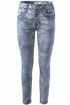 Jewelly Damen Jeans mit Palmen Print 26135
