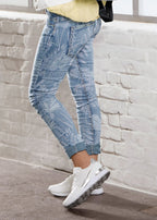 Jewelly Damen Jeans mit Palmen Print 26135
