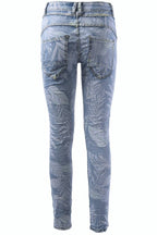 Jewelly Damen Jeans mit Palmen Print 26135