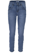 Jewelly Damen Jeans  | Stretch Jeans Five-Pocket im Crash-Look | Boyfriend -Cut - im Crash-Look mit Reißverschluss