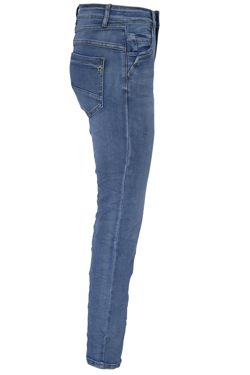 Jewelly Damen Jeans  | Stretch Jeans Five-Pocket im Crash-Look | Boyfriend -Cut - im Crash-Look mit Reißverschluss