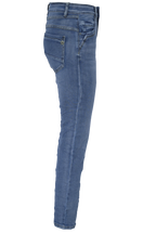 Jewelly Damen Jeans  | Stretch Jeans Five-Pocket im Crash-Look | Boyfriend -Cut - im Crash-Look mit Reißverschluss
