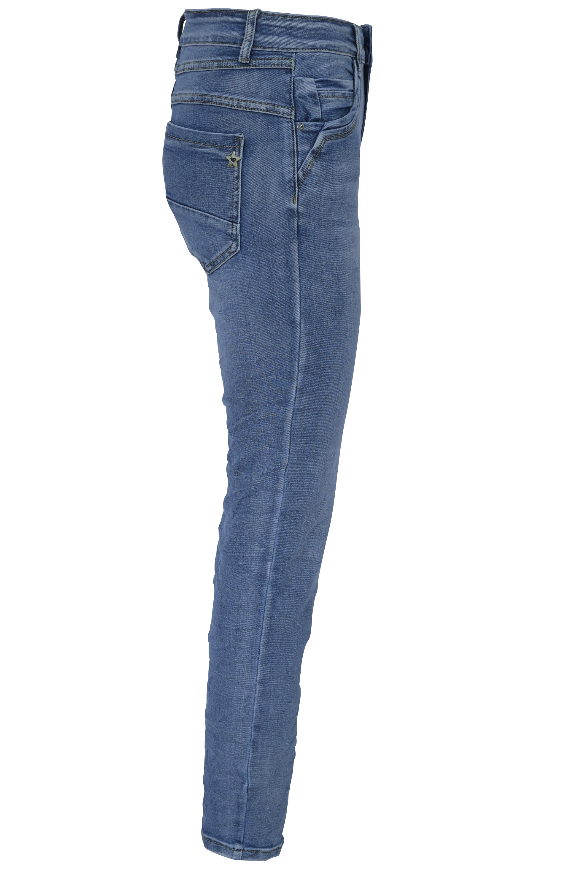 Jewelly Damen Jeans  | Stretch Jeans Five-Pocket im Crash-Look | Boyfriend -Cut - im Crash-Look mit Reißverschluss
