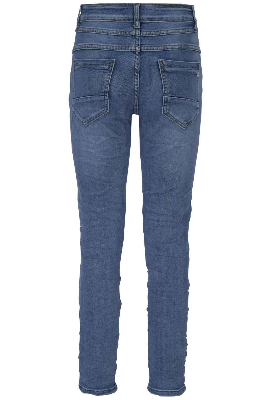 Jewelly Damen Jeans  | Stretch Jeans Five-Pocket im Crash-Look | Boyfriend -Cut - im Crash-Look mit Reißverschluss