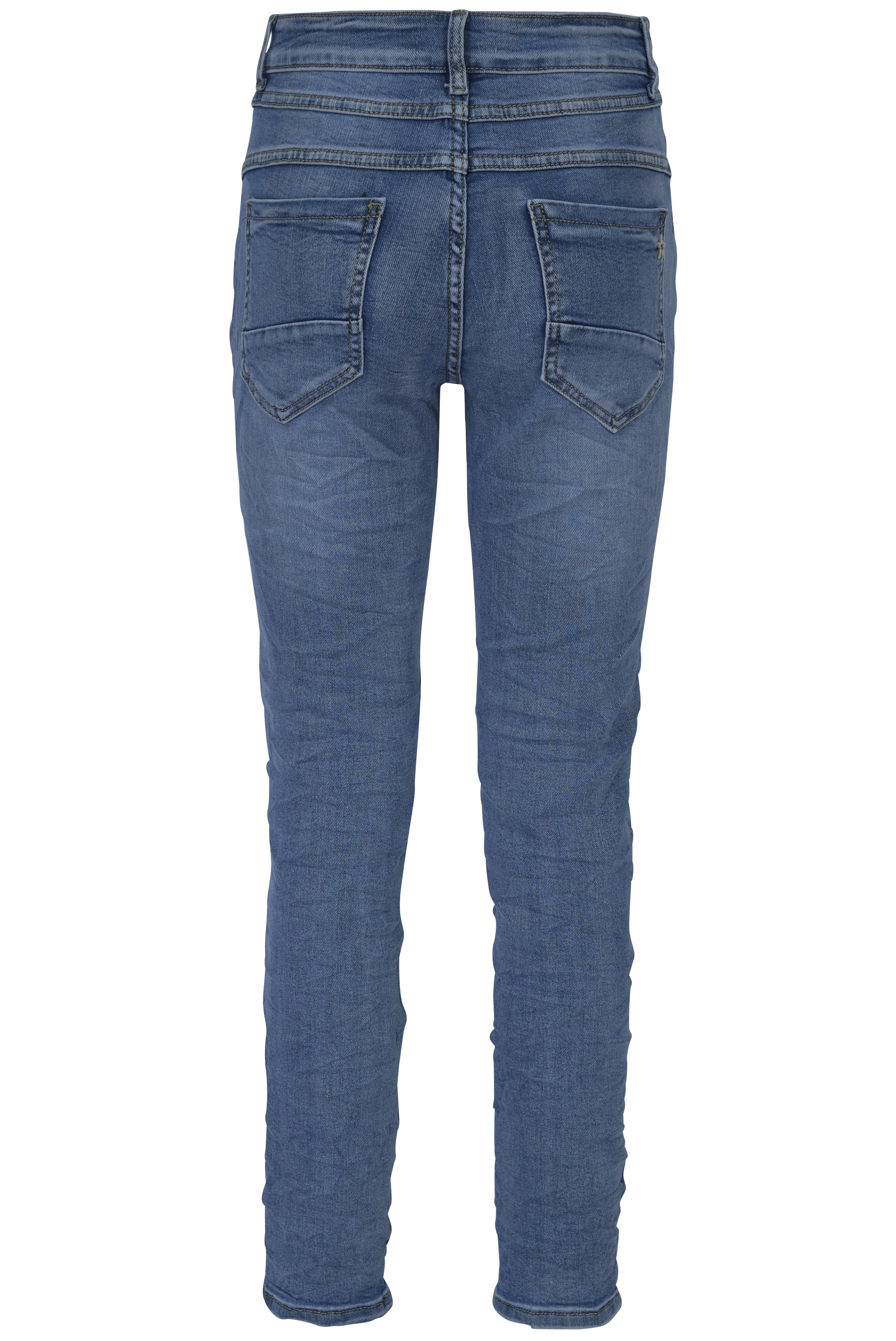 Jewelly Damen Jeans  | Stretch Jeans Five-Pocket im Crash-Look | Boyfriend -Cut - im Crash-Look mit Reißverschluss