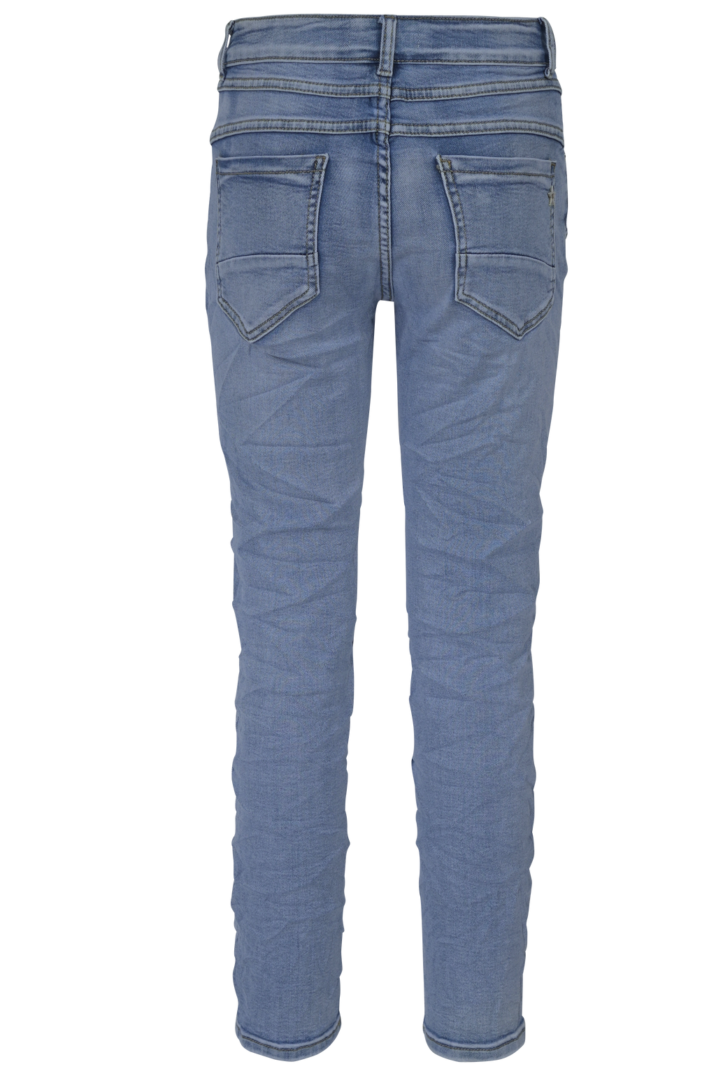 Jewelly Damen Stretch Jeans Five-Pocket im Crash-Look | Boyfriend Hose mit sichtbarer Knopfleiste