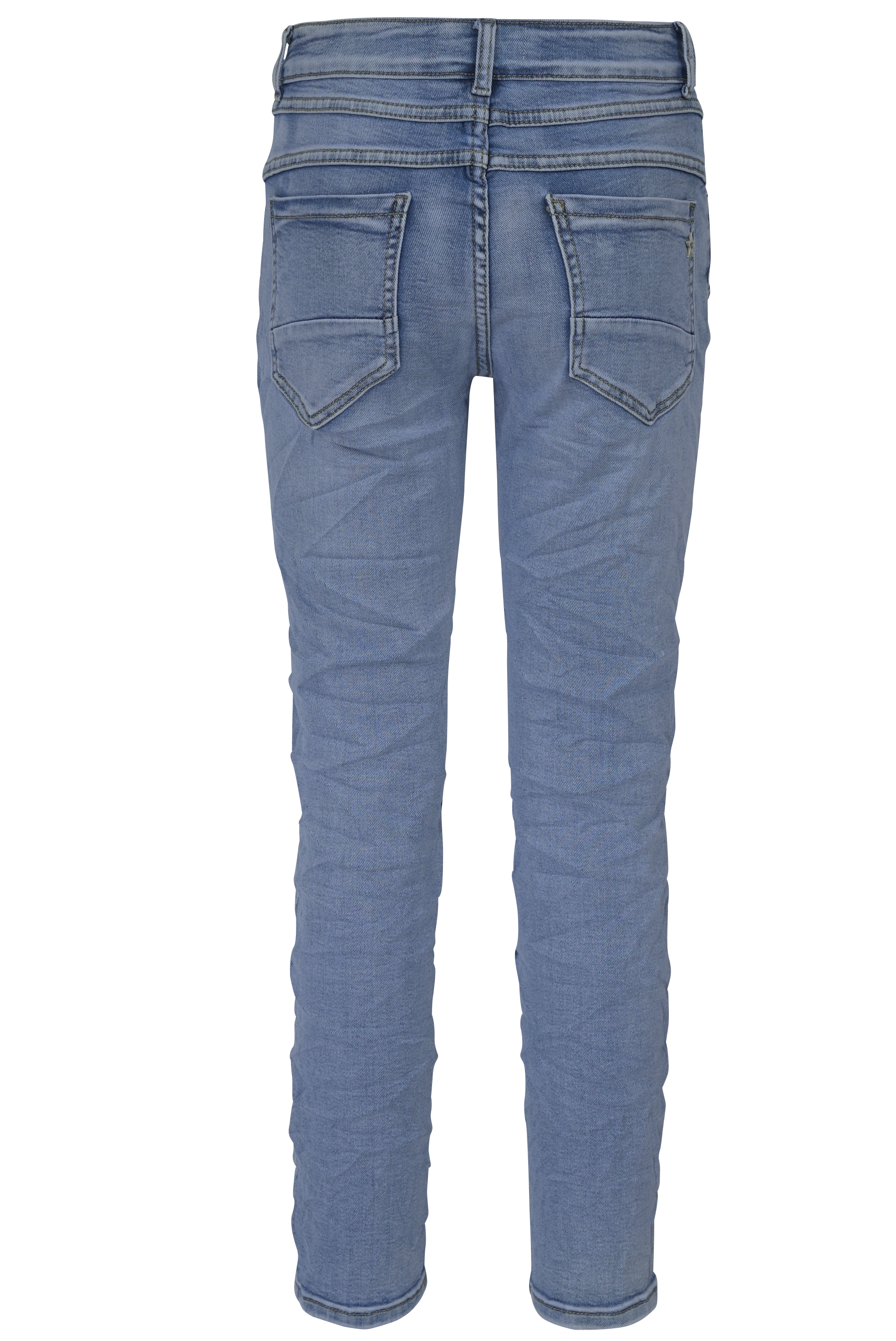 Jewelly Damen Stretch Jeans Five-Pocket im Crash-Look | Boyfriend Hose mit sichtbarer Knopfleiste