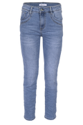 Jewelly Damen Jeans  | Stretch Jeans Five-Pocket im Crash-Look | Boyfriend -Cut - im Crash-Look mit Reißverschluss