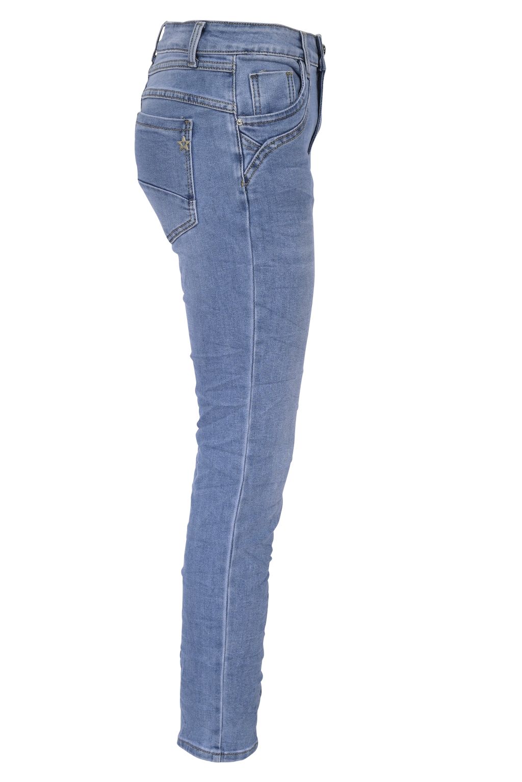Jewelly Damen Jeans  | Stretch Jeans Five-Pocket im Crash-Look | Boyfriend -Cut - im Crash-Look mit Reißverschluss