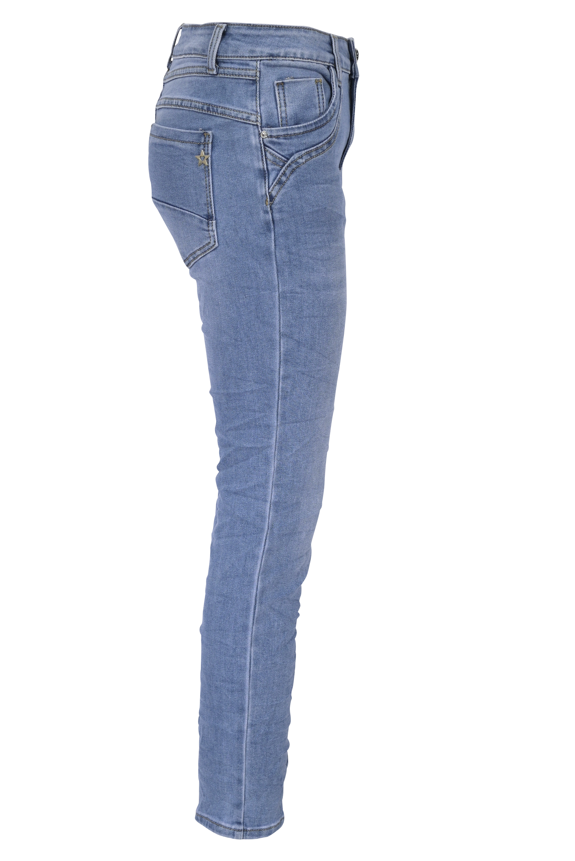 Jewelly Damen Jeans  | Stretch Jeans Five-Pocket im Crash-Look | Boyfriend -Cut - im Crash-Look mit Reißverschluss