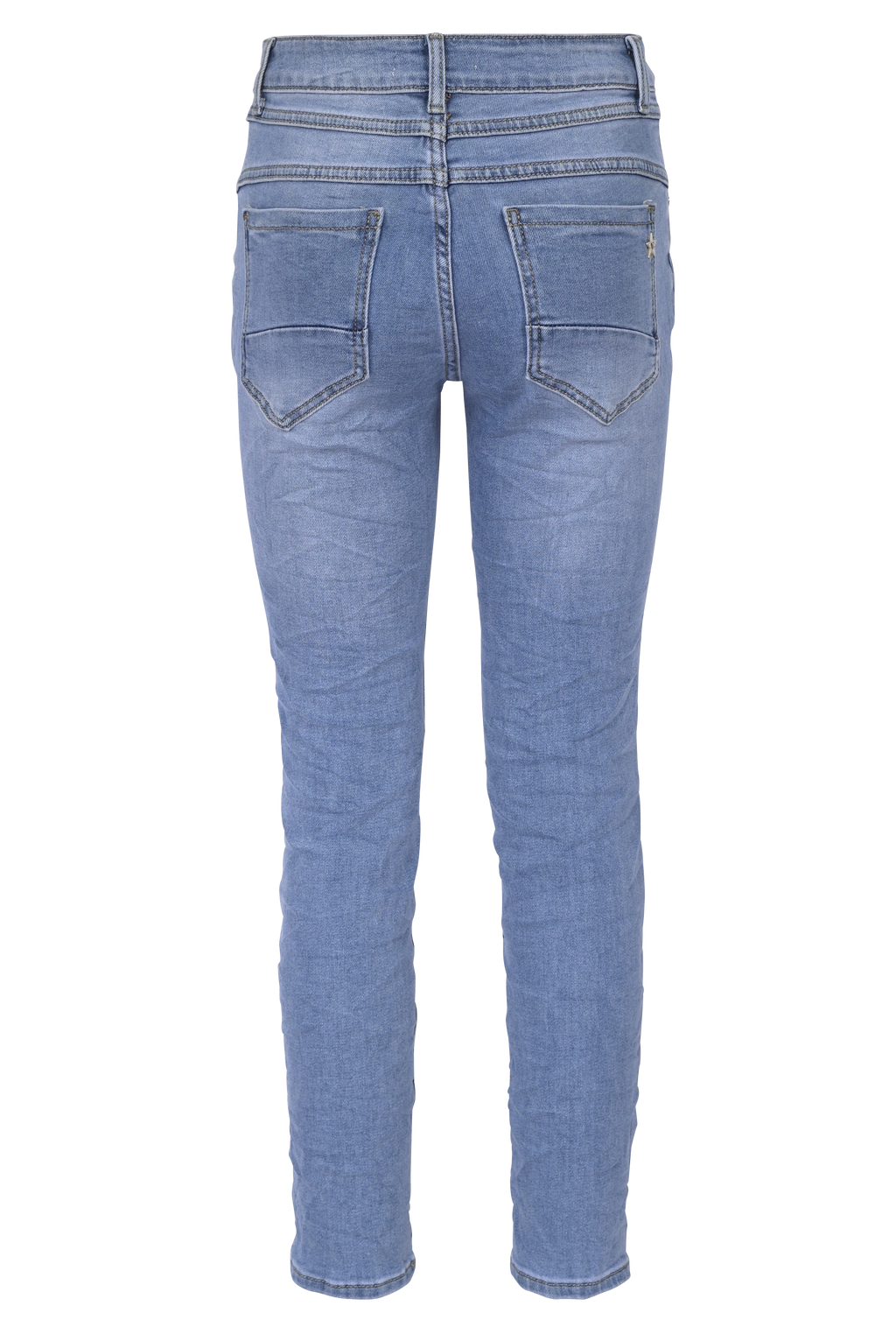 Jewelly Damen Jeans  | Stretch Jeans Five-Pocket im Crash-Look | Boyfriend -Cut - im Crash-Look mit Reißverschluss