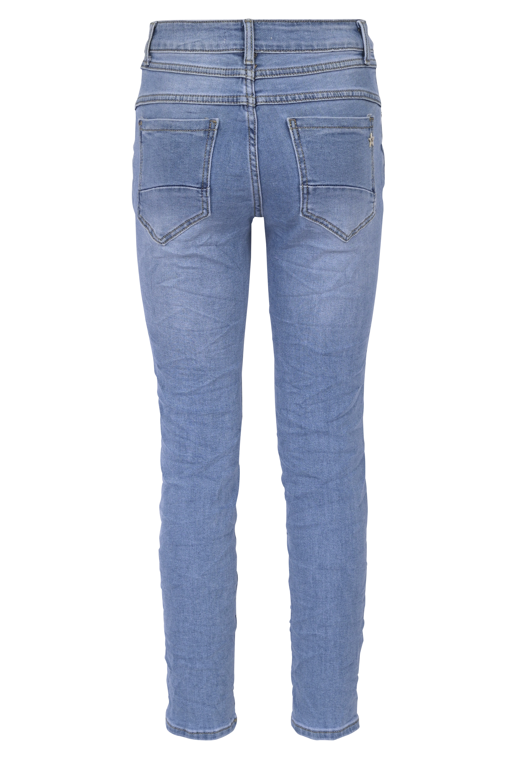 Jewelly Damen Jeans  | Stretch Jeans Five-Pocket im Crash-Look | Boyfriend -Cut - im Crash-Look mit Reißverschluss