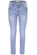 Jewelly Damen Jeans  | Stretch Jeans Five-Pocket im Crash-Look | Boyfriend -Cut - im Crash-Look mit Reißverschluss