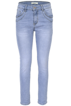 Jewelly Damen Jeans  | Stretch Jeans Five-Pocket im Crash-Look | Boyfriend -Cut - im Crash-Look mit Reißverschluss