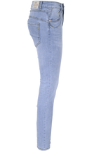 Jewelly Damen Jeans  | Stretch Jeans Five-Pocket im Crash-Look | Boyfriend -Cut - im Crash-Look mit Reißverschluss